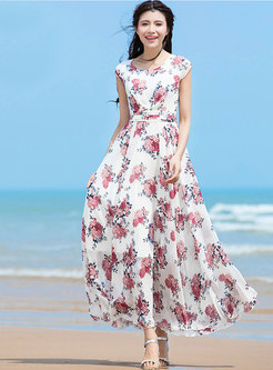 Stylish Plus Size Beach Chiffon Tied Maxi Dress