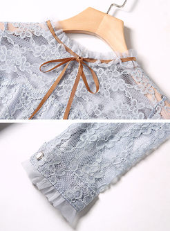 Sweet Perspective Bowknot Mesh Lace Dress