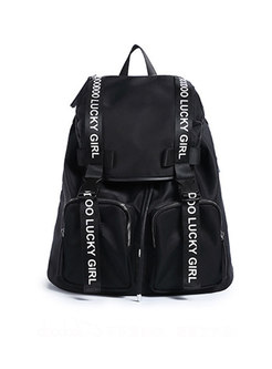 Casual PU Letter Print Backpack