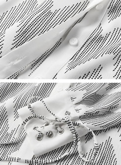 Elegant Chiffon Print Lapel Single-breasted Blouse