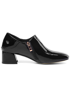 Women Square Toe Zippered Slit Shoes