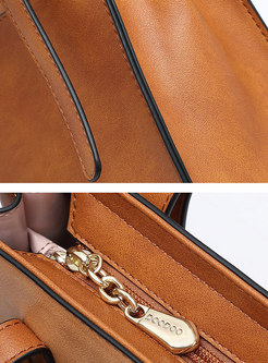 Casual PU Zipper Top Handle & Crossbody Bag