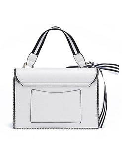 Trendy Color-blocked PU Bowknot Top Handle & Crossbody Bag