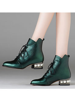 Fashion Pointed Head Tied Short Boots
