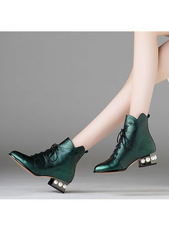 Fashion Pointed Head Tied Short Boots
