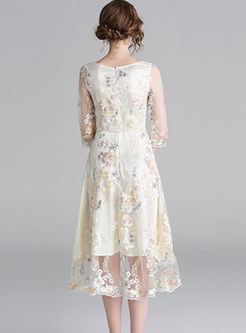 Mesh Embroidered Wedding Bridesmaid Dress