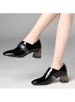 Fashion Square Heel Shoes With Metal