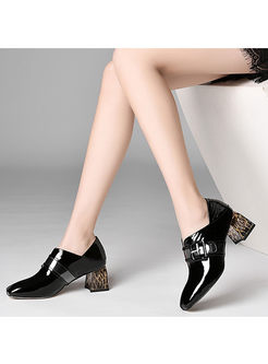 Fashion Square Heel Shoes With Metal
