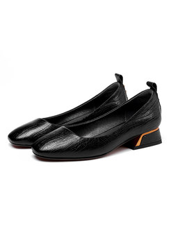 Brief Round Toe Genuine Leather Daily Shoes