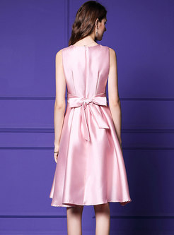 Elegant Solid Color Sleeveless A-Line Dress