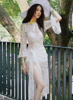 Flare Sleeve Lace Cover-up Swimwear