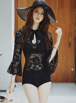 Flare Sleeve Lace Cover-up Swimwear