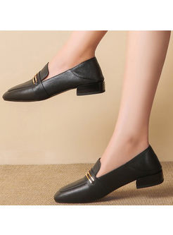 Black Leather Spring/Fall Shoes With Metal