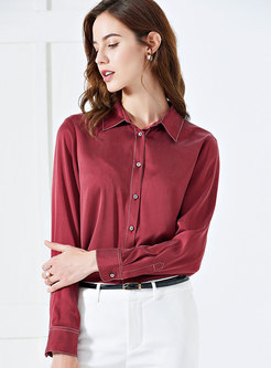 Brief Pure Color Lapel Single-breasted Blouse