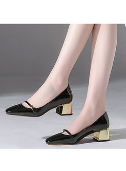 Fashion Color-blocked Square Heel Shoes