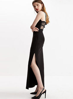 Sexy Splicing Sleeveless Side-slit Slim Maxi Dress