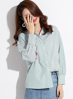 Casual Striped Lapel Single-breasted Blouse
