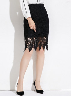 Elegant Lace High Waist Sheath Skirt