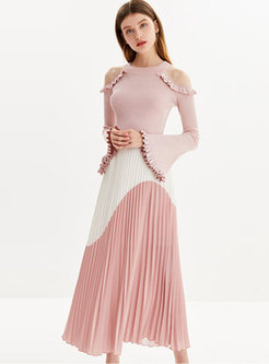 Skirts | Skirts | Casual Color-blocked High Waist Pleated Skirt