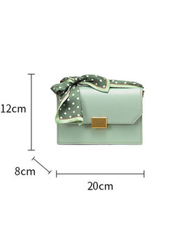 Fashion Light Green Silk Scarves Cowhide Crossbody Bag 