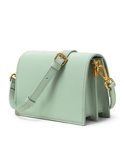 Fashion Light Green Silk Scarves Cowhide Crossbody Bag 