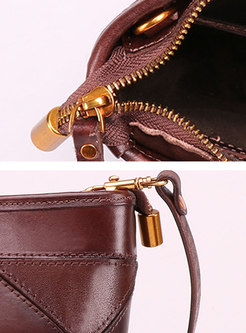 Vintage Genuine Leather Zippered Top Handle Bag