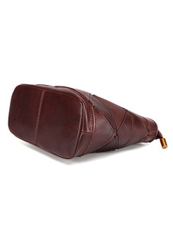 Vintage Genuine Leather Zippered Top Handle Bag