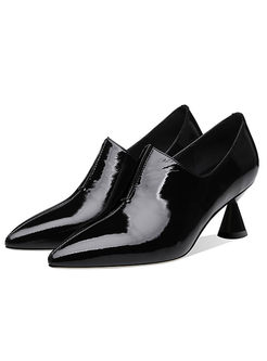 Solid Color Pointed Head Leather Shoes