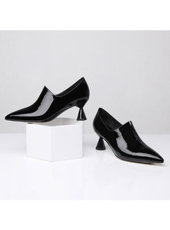 Solid Color Pointed Head Leather Shoes