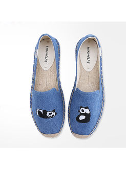 Stylish Panda Embroidered Flat Shoes