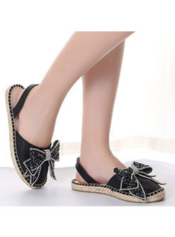 Casual Flash Drilled Bowknot Flat Slippers 