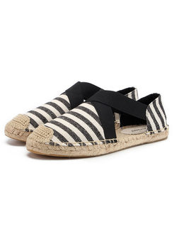 Casual Striped Spring/Fall Flat Espadrilles