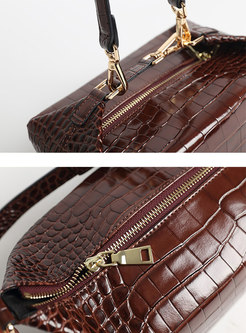 Chic Alligator Pattern Leather Top Handle Bag