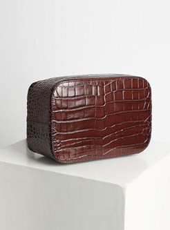 Chic Alligator Pattern Leather Top Handle Bag