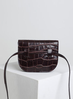 Vintage Genuine Leather Alligator Pattern Crossbody Bag