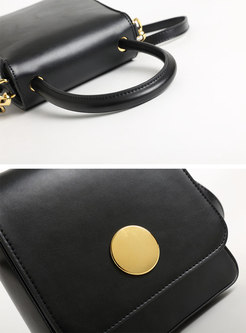 Brief Cow Leather Clasp Lock Shoulder Bag
