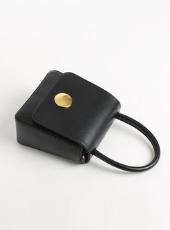 Brief Cow Leather Clasp Lock Shoulder Bag