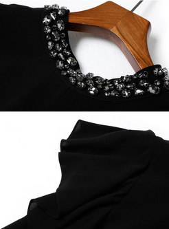 Black Diamond Stereoscopic Decoration Sheath Dress