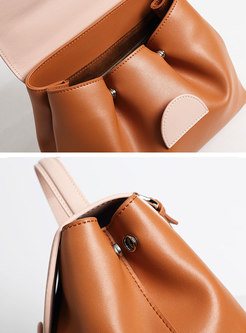 Cowhide Leather Magnetic Lock Top Handle & Crossbody Bag