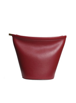 Solid Color Cowhide Leather Brief Crossbody Bag