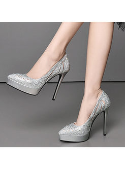 Solid Color Pointed Head High Heel Shoes