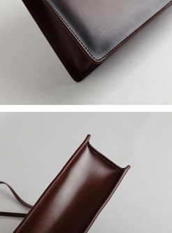 Vintage Cowhide Leather Clasp Lock Shoulder Bag