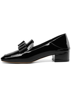 Black Patent Leather Bowknot Loafers