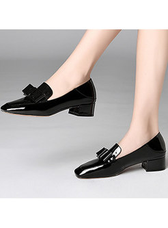 Black Patent Leather Bowknot Loafers