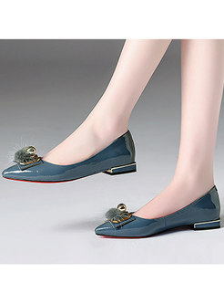 Solid Color Patent Leather Casual Flat Shoes