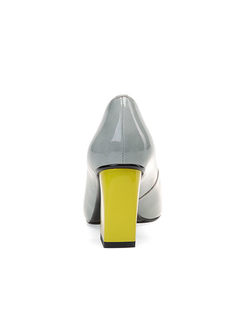 Fashion Color-blocked Square Heel Shoes