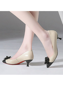 Flower Patchwork Hit Color Thin Heel Shoes