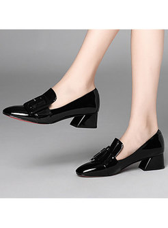 Fashion Square Toe Chunky Heel Shoes