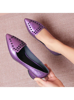 Women Spring/fall Pointed Toe Chunky Heel Leather Shoes