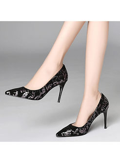 Chic Pointed Head Letter Print Shoes